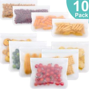Silicone Reusable Zip Lock Top Leakproof Containers Kids Lunch Snacks /Sand/ Freezing Freezer Food bags Kitchen Storage 201021