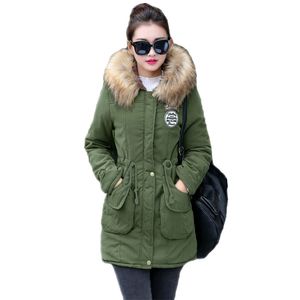ロングパーカーの女性女性冬のジャケットコート厚い綿の暖かい脱毛プラスサイズファー211223