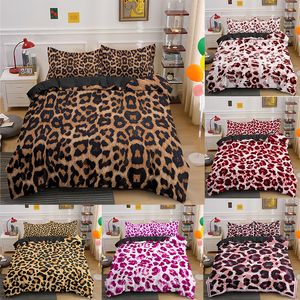 Leopardenmuster Bettwäsche Set Duvet Cover für Kinder Teenager Teenager Erwachsener Quilt Bettdecke mit Kissenbezug 220222