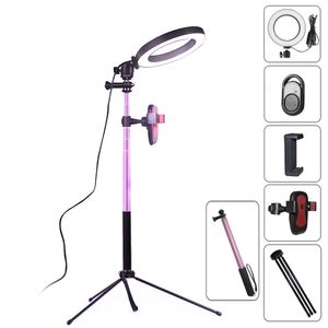 1620cm Ringlampa 5500k Fotostudio Ljusfotografi Dimmerbar video för smartphone med stativ selfie stick telefonhållare