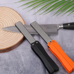 Superior Diamond Sharpeners Double Sided Folded Pocket knife whetstone sharpening stone Outdoor Kitchen Camping Tool Black Orange