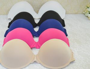 New Wedding Lingerie Push Up Bras Invisible Transparnt Strapless Adjustable Clear Back Blue White Black Nude Rose 32-40 A B C D 201202