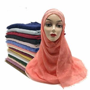Solidna pomarszczona hidżab miękka głowica szalik kobiety turban fuldard szale muzułmańskie szaliki moda femme nowa bandana 10 sztuk / partia