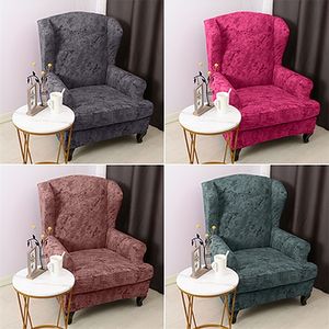 Wing Back Chair Cover Elastic Wingback Armchair Slipcover Protector Stretch Armrest Chair Cover for Wedding Banquet Dining LJ201216