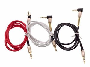 Aluminium Bend Audio Cable 90 graders högervinkel 1m 3FT 3,5 mm Stereo Aux Auxiliary Car Extension Wire för mobiltelefon MP3