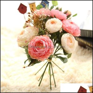 Decorative Flowers & Wreaths Festive Party Supplies Home Garden Peony Hydrangea Artificial Bouquets For Wedding Decoration Fake Floral Table