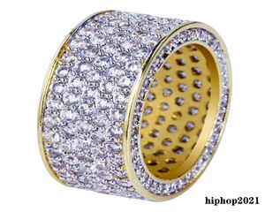 Herren Gold Iced Out Ringe Micro Pave Kubikzircon Diamant Fingerringe Ehering Hip Hop Schmuck