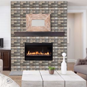 3D bathroom Sticker Self-adhesive Waterproof Imitation Brick Wallpaper for Sofa Background Living Room TV Background Decor 30x30CM V5