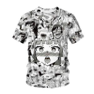 AHEGAO T-shirt Anime 3D Baskı Erkek Kadın Streetwear Hentai Desen O-Boyun Hip Hop T Gömlek Harajuku Rahat Seksi Kız Giyim Tops Y220208