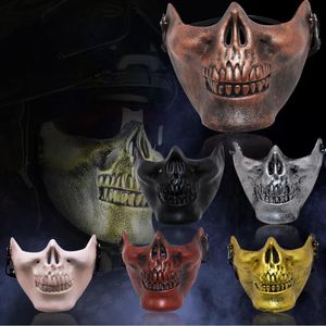 Hot Skelett Mask Half Face Faktiska Combat Warrior Face Masks Halloween Party Scary Mask 9051