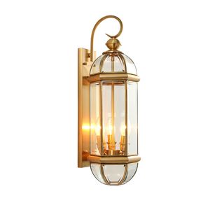 Full Copper Outdoor Wall Lamp European Retro Waterproof Antirust Glass Lumpaires Villa Gateway Courtyard Corridor Outdoor Gadrden Lighting