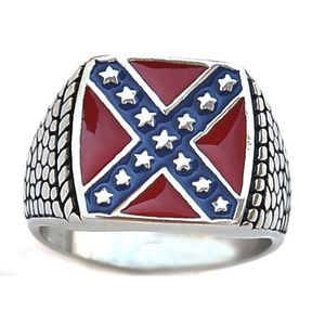 Aço inoxidável masculino federação americana federal vermelho azul Estados Unidos bandeira dos EUA em forma de estrela cruz X cruza anéis confederados joias