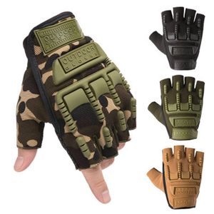 army tactical fingerless gloves men antiskid half finger shooting mittens male fighting combat glove