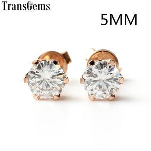 Transgems Screw Back Gold Earrings 5MM 0.5CT F Color Diamond and 14K White or Yellow Gold Stud Earrings Y200620