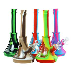 10" bong beaker Glass Bongs Heady water Pipe kits shisha hookah thick glasses Dab Rig silicone smoking Tobacco Pipes Portable