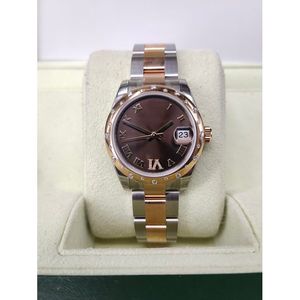 31 stainless steel rose gold diamond bezel chocolate brown dial watch 178341 ETA 2813 sports factory crystal luminous watch