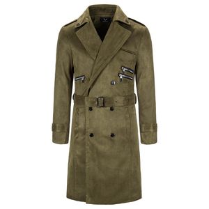 Autumn New Long Trench Coat Men British Style Double Breasted Pea Coat Men Fashion Sashes Windbreaker Jacket Brand Men Overcoat