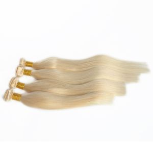 Wholesale remy hair color 613 resale online - Top Quality Human hair Blonde Color Remy Hair Straight hair weft free DHL