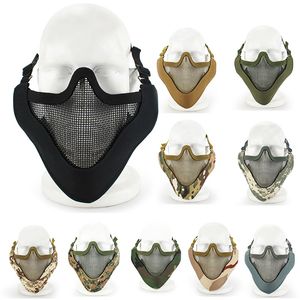 Utomhus Tactical V9 Metall Stål Trådnät Halvt ansikte Airsoft Mask Shooting Ansiktsskydd Gear NO03-003