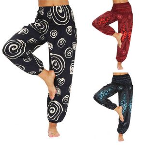 Leggings da Yoga da donna Pantaloni da Yoga Pantaloni da Yoga larghi casual da donna in poliestere elastico Pantaloni larghi Boho Aladdin Pantaloni della tuta H1221