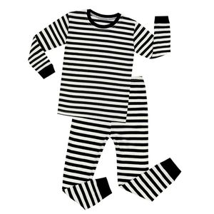 Schwarz Weiß Baumwolle Volle Hülse Gestreifte Pyjamas Sets Jungen Weihnachten Pyjama Sets Kinder Nachtwäsche Baby Nachtwäsche Kinder Homewear LJ201216