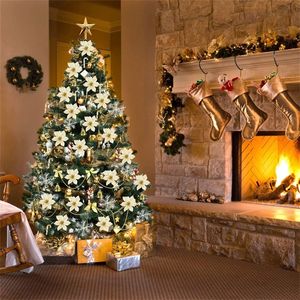 120pcs Decorazione dell'albero di Natale Pendente del partito Fiore di plastica Simulazione Fiori Set Ciondolo Natale Ornamenti fai da te Set 201128
