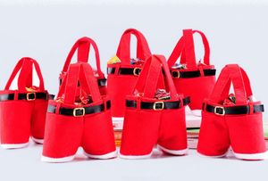 Sacos de garrafa de vinho de moda Santa Claus Calças de doces Kawaii para presente de Natal decorações de festa de casamento artigos cor vermelha