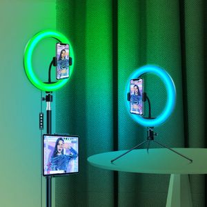 RGB LED Light Ringlight Kit com Color Mudando Círculo Lâmpada Tripod Telefone Suporte para Fotografia Luz Vídeo Selfie