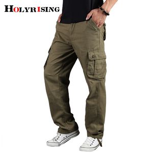 Calças de carga dos homens holyrising calças de algodão casual multi bolso estilo militar calças táticas macho camo 90% algodão calça 18671 lj201104