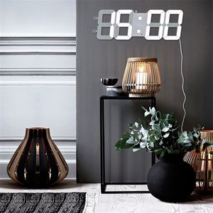 45x15 cm Süper Büyük 3D LED Dijital Duvar Saati, Modern Tasarım Duvar Işık Nightlight Akıllı Işık Sensörü, 12/24 saat 2.6 m Tel USB LJ201211