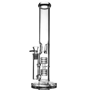5MM Thickness Two function water hookahs pipe Twin Cage perc bong 14.5" tall 18.8mm joint