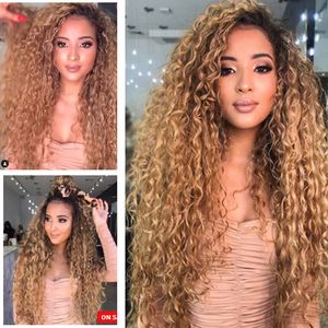 24インチの長い巻き毛合成ウィッグオムレ色の衝撃繊維Perruques de Cheveux Hamps Wigs CJB9930