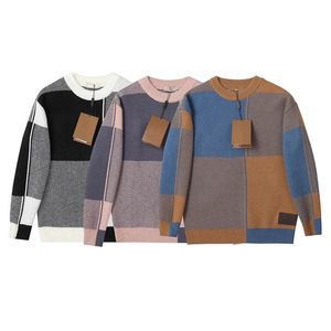 In England entworfene Herren-Sweatshirts, Strick-Patchwork-Pullover, modischer, lässiger Pullover, Rundhalsausschnitt, Herbst-Winter, lange Ärmel, 16024