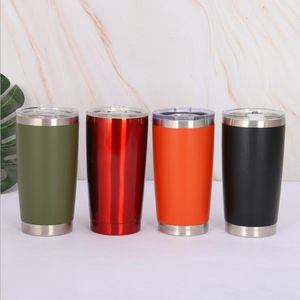 Trinkbecher Edelstahl Tumblers Tassen Weinglas Vakuumisolierte Reisebecher Metall Wasserflasche Tassen mit Deckel 20oz 18color ZYY143