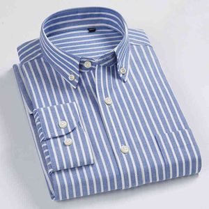 8XL 7XL Pure Color Striped / Plaid Longsleeeve Shirt dla mężczyzn Sukienka Koszule 100% Bawełna Oxford Business Grover W górę Koszula G0105