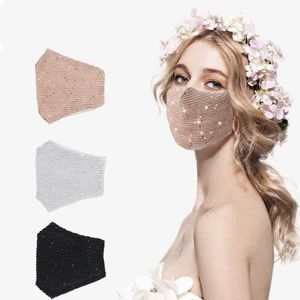 sequins mask designer bling 3D reusable PM2.5 face shield sun color gold adjustable face cover masks with filter