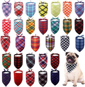 Dog Bandana Plaid Pet Checked Bib Scarf Justerbar Tvättbar Triangle Kerchiefs Handkerchiefs För Små Medium Valp Katt Bulk Tyg Hundar Valpar Grooming Gift