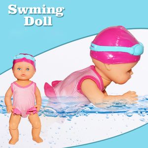 Vatten rolig pool för vattentät elektrisk docka flicka pedagogisk leksak för barn boneca menina födelsedag julklappar LJ201031