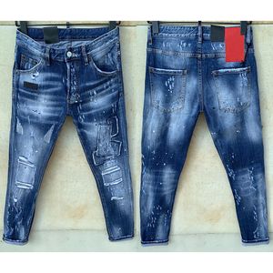 Jeans da uomo Strappi Jeans denim elasticizzati Italia Moda Slim Fit Lavato Pantaloni da moto in denim con pannelli Pantaloni Hip HOP 11 stile B1DV