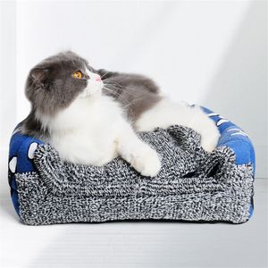 5 Colors Fashion Dog House Aztec Retro Removable Cover Mat Dog Soft Bed & Sofa Warming for Small Dogs Cats Nest Winter Kennel LJ201204