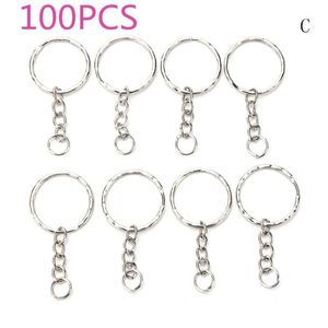 Keychains 100/50 Pcs/Set Silvery Key Chains Stainless Alloy Circle DIY 25mm Keyrings 3 Styles Jewelry Keychain Ring1