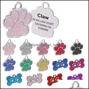 Dog Tag,Id Card Supplies Pet Home & Garden Personalized Tags Engraved Cat Puppy Id Name Collar Tag Pendant Accessories Bone/ Glitter Drop De