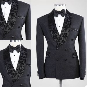 One Pieces Tryckt kostymer bomullsbotten brudgummen Tuxedos Lapel Modern Formell dubbelbröst Män