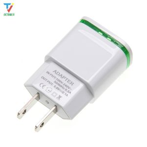 EU US Plug 2 Porty LED Light Light USB Ładowarka 5 V 2A Adaptra Telefon komórkowy do Samsung Xiaomi Huawei Urządzenie ładujące 100 sztuk / partia