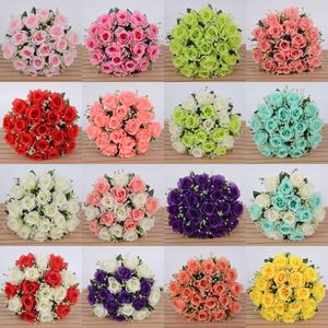 18 Heads Lover Rose Artificial Flowers Bridal Hand-Holding Flower Home Office Wedding Table Centerpiece Rose Bouquet Decoration