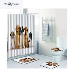 Badmattor 4st fem hundar sittande banyo paspas badrum mattan toalettmatta set non slip tapis salle de bain alfombra bano1