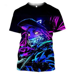 League Of Legends 3d Print Sexy Akali Men T-shirt Women Fashion T Shirt LOL Game Character Psychedelic T Shirt Breathable Tee Y220214