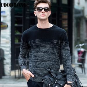 100% Coodrony Merino Wool 스웨터 남성 겨울 크리스마스 크리스마스 두꺼운 따뜻한 캐시미어 스웨터 패션 그라디언트 프린트 O- 넥 풀버 HOMME 2018 S