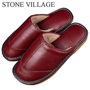 Autumn Winter Indoor Anti-skid Family Bedroom Floor Genuine Leather Home Lovers Men and Women Slippers Y201026 GAI GAI GAI