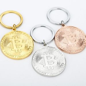 Bitcoin-Münzen-Schlüsselanhänger, Goldplatte, BTC-Token-Schlüsselanhänger, Neuheit, Mitbringsel, Metall-Schlüsselanhänger, Gedenk-Souvenir-Geschenk